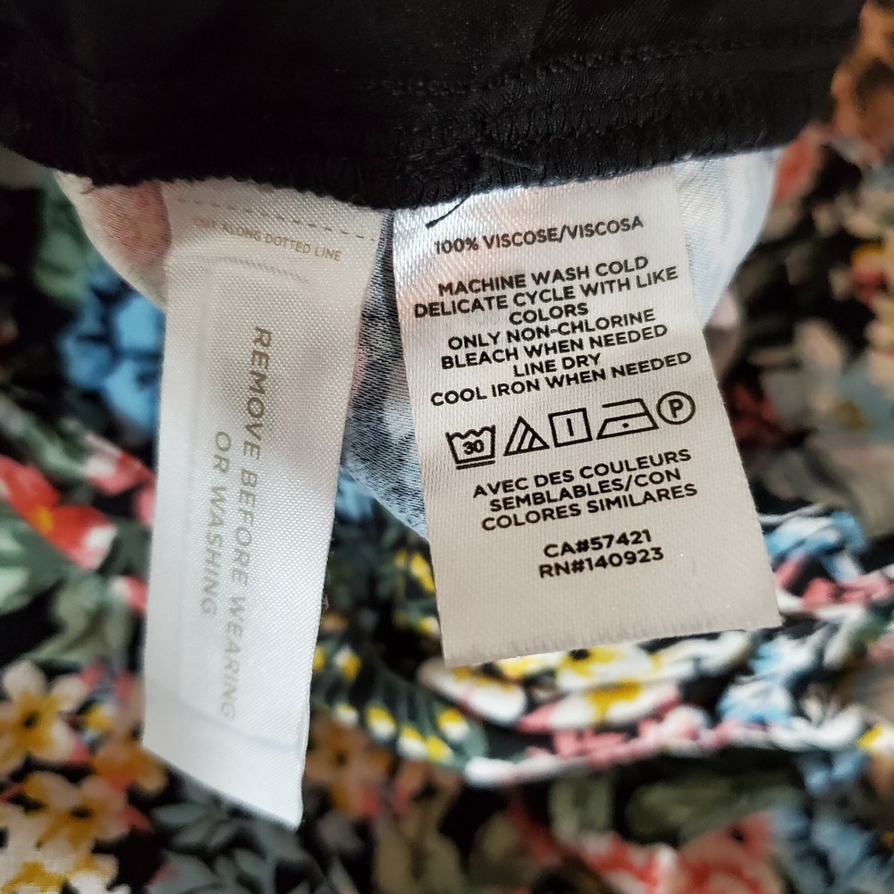 LOFT Floral Paperbag Waist Tie Front Tapered Pants Multi Color Womens Large - Picture 9 of 12